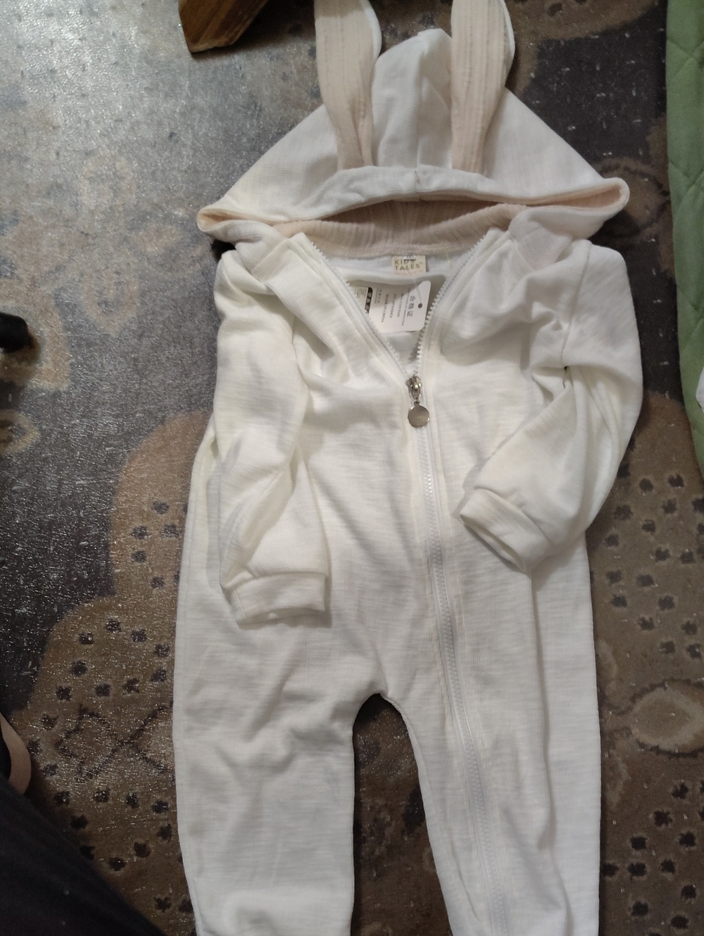 Nwt Cream Bunny-Ear Hooded One-Piece Footless, 12/18m $45